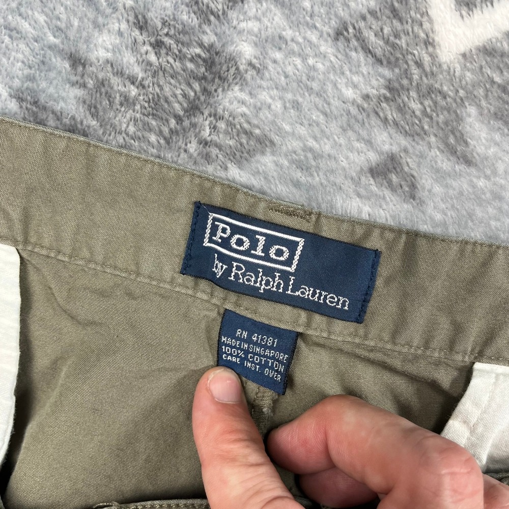 Polo Ralph Lauren Mens Pleated Chino Pants Olive Green Cotton Straight Leg 35x31 - Picture 3 of 10